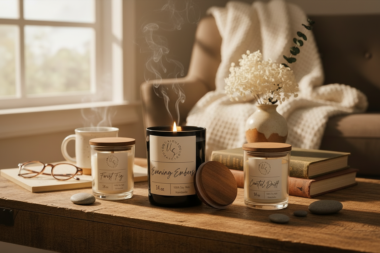 Luxury black candle jars lifestyle scene